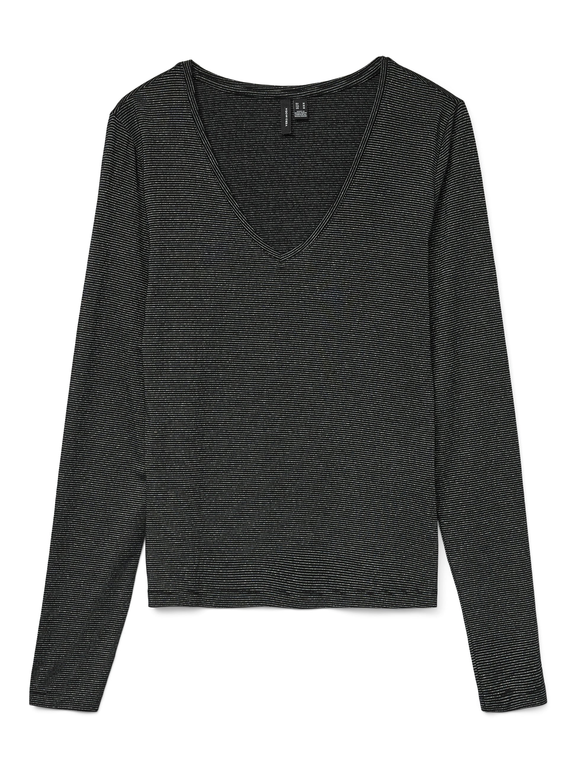 Vmlava Glitter Ls V-neck Top Stripe Noos (Black/silv)