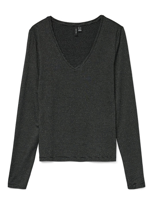 Vmlava Glitter Ls V-neck Top Stripe Noos (Black/silv)