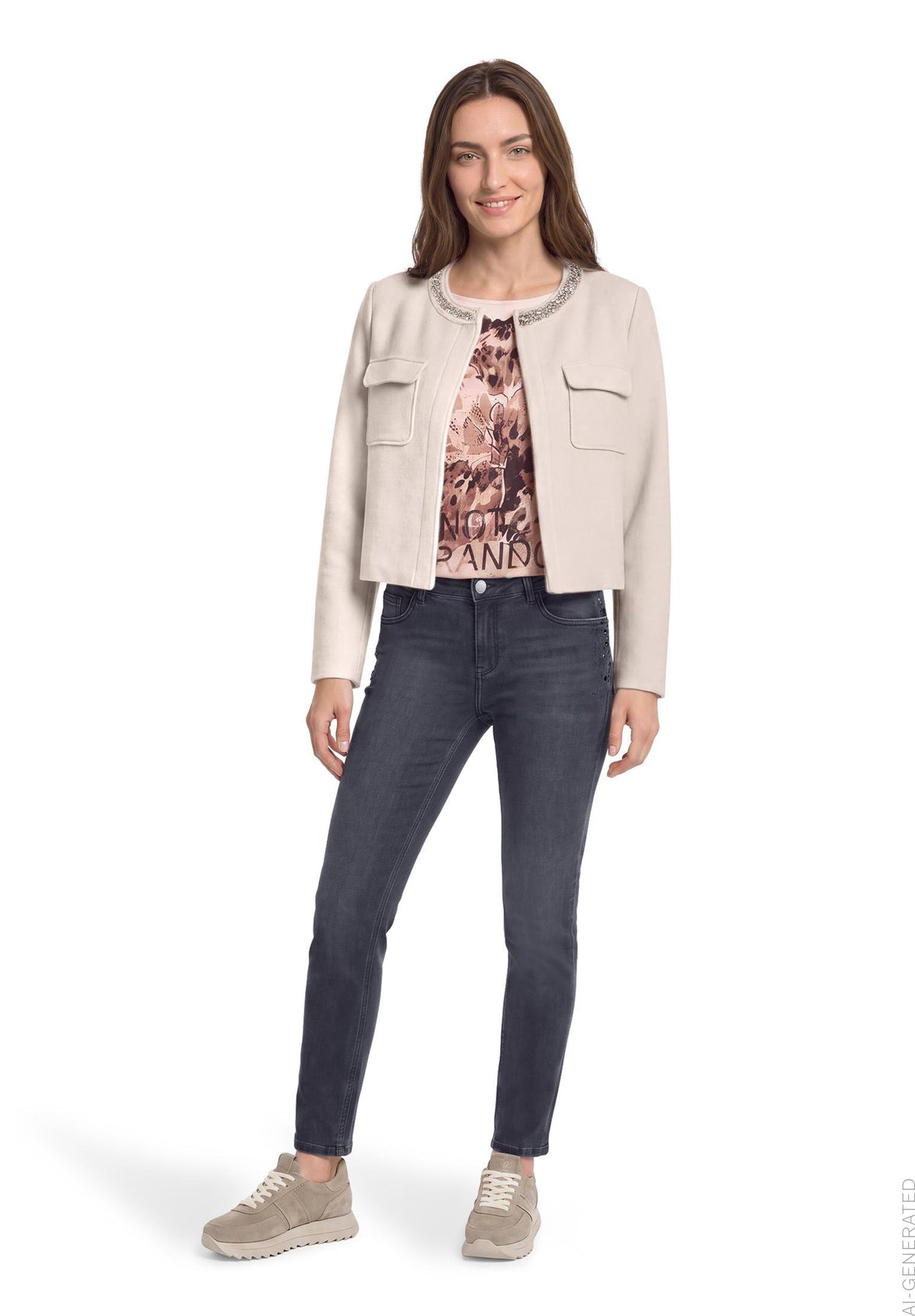 Schlupfbluse (Patch Beige/bla)