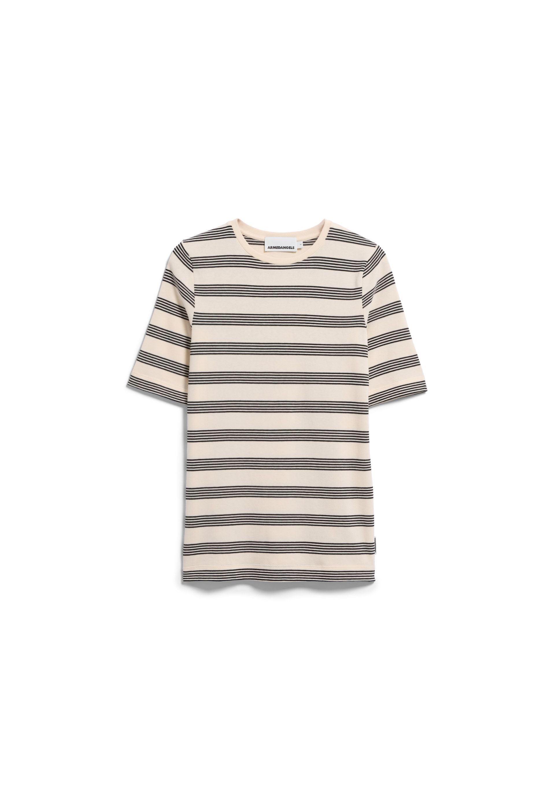 Jaanisara Fine Stripe T-shirt (Oatmilk-black)