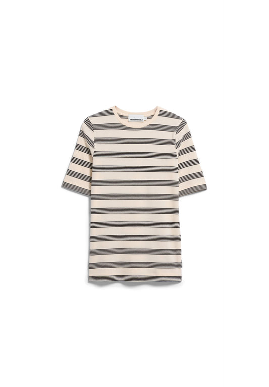 Jaanisara Fine Stripe T-shirt (Oatmilk-black)