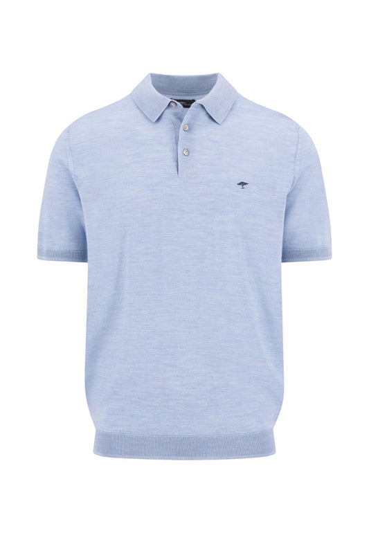 Knitted Polo, Merino (Air Blue)
