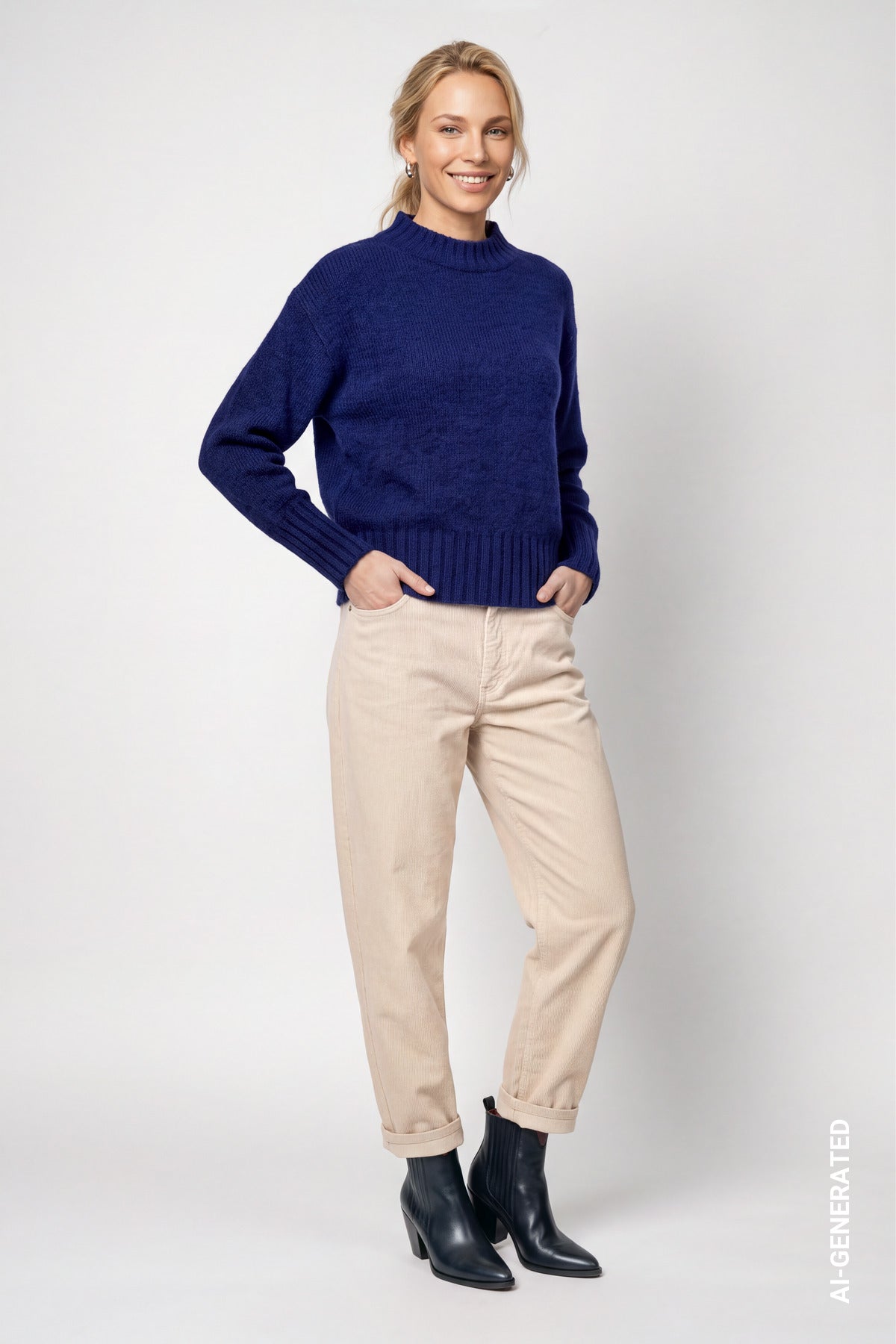 Strickpullover mit Stehkragen (Classic Navy)
