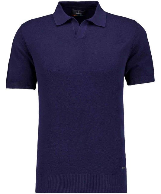 Strick-Pullover Kurzarm, Resortkragen (Marine)