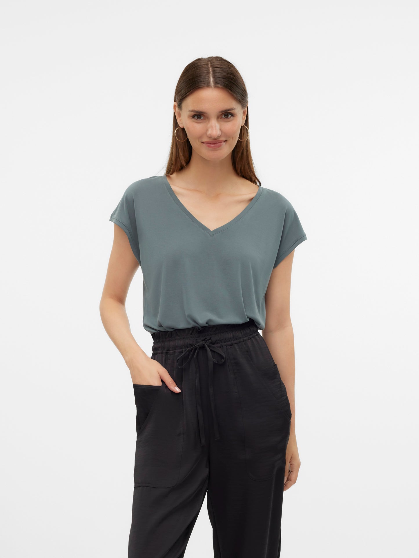 Vmfilli Ss V-neck Tee Noos (Balsam Green)