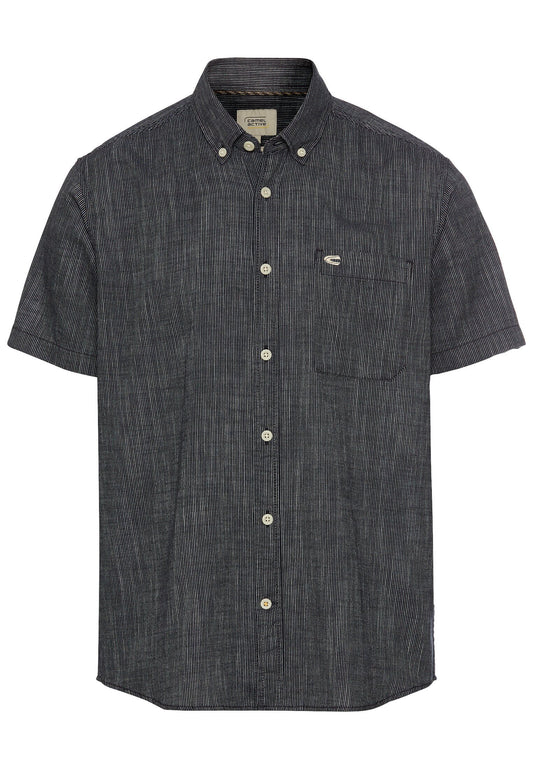 Kurzarmhemd mit Strukturmuster (Dark Navy)