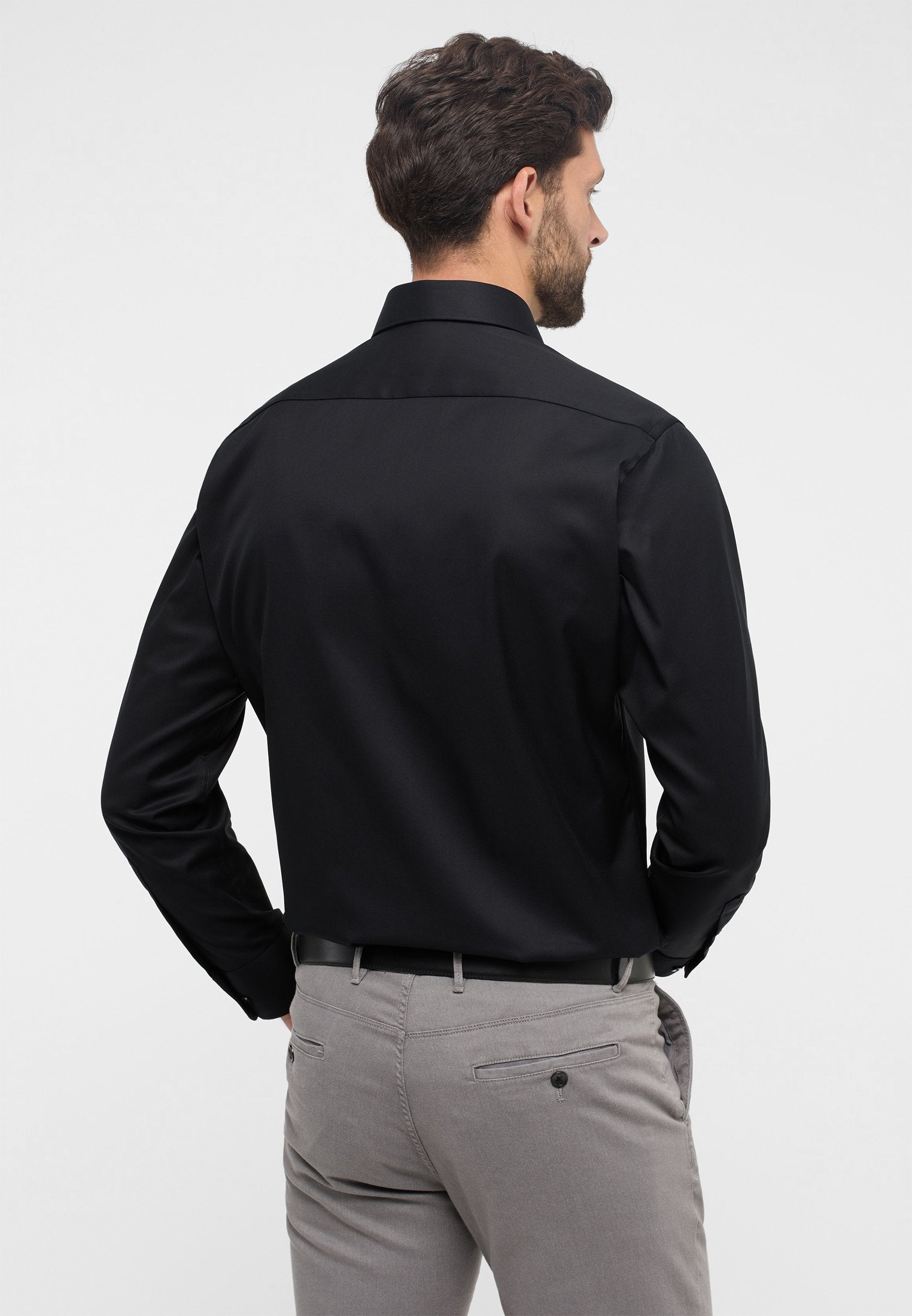 ETERNA unifarbenes Cover Shirt MODERN FIT (Schwarz)