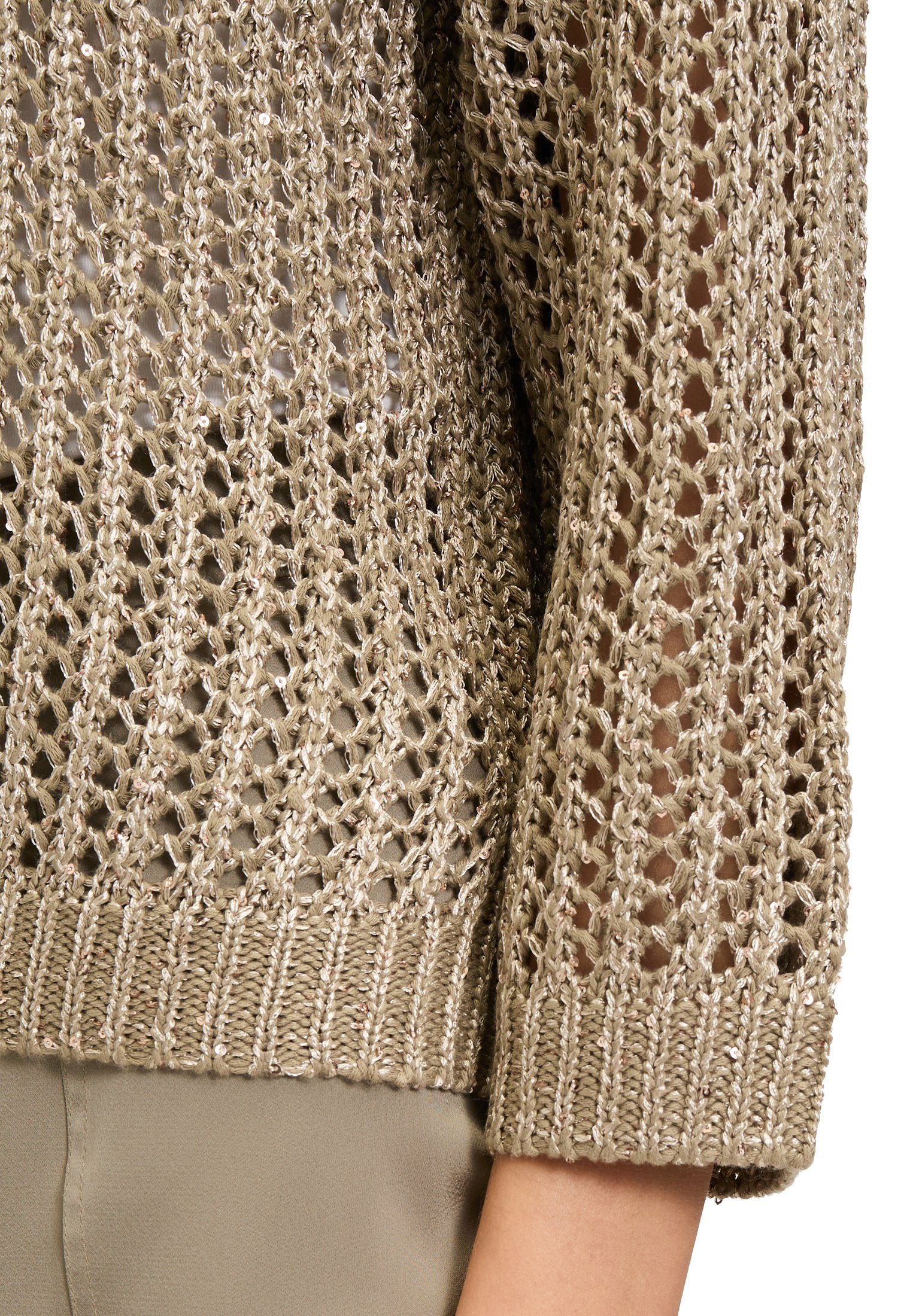 Lochstrick-Pullover (Soft Olive)