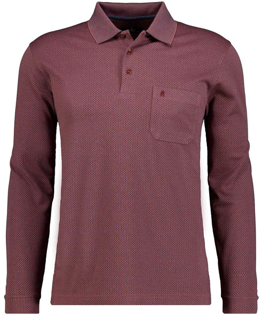 Sofknit-Poloshirt Jacquard, Langarm (Vintagerot)