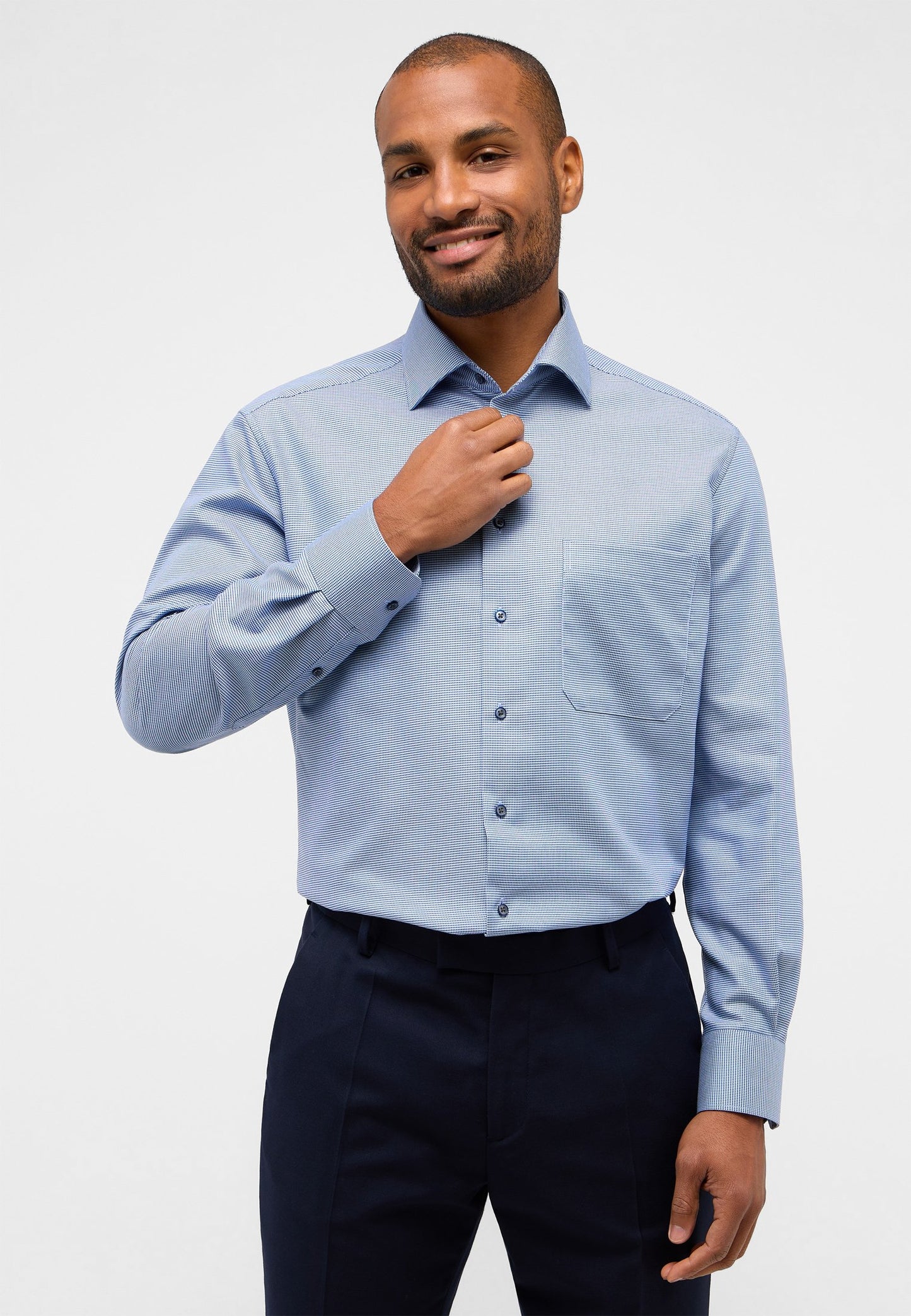 Hemd Twill Langarm (Blau)