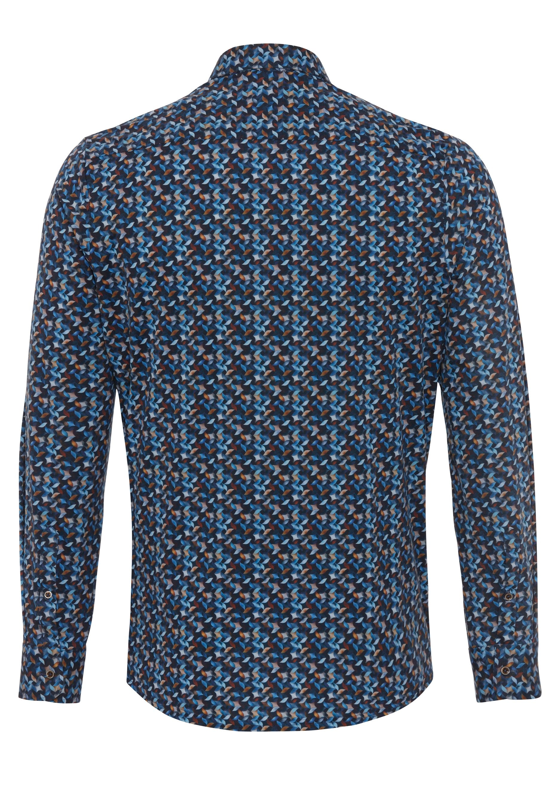 PURE- Functional Hemd Langarm (Druck Mittelblau)