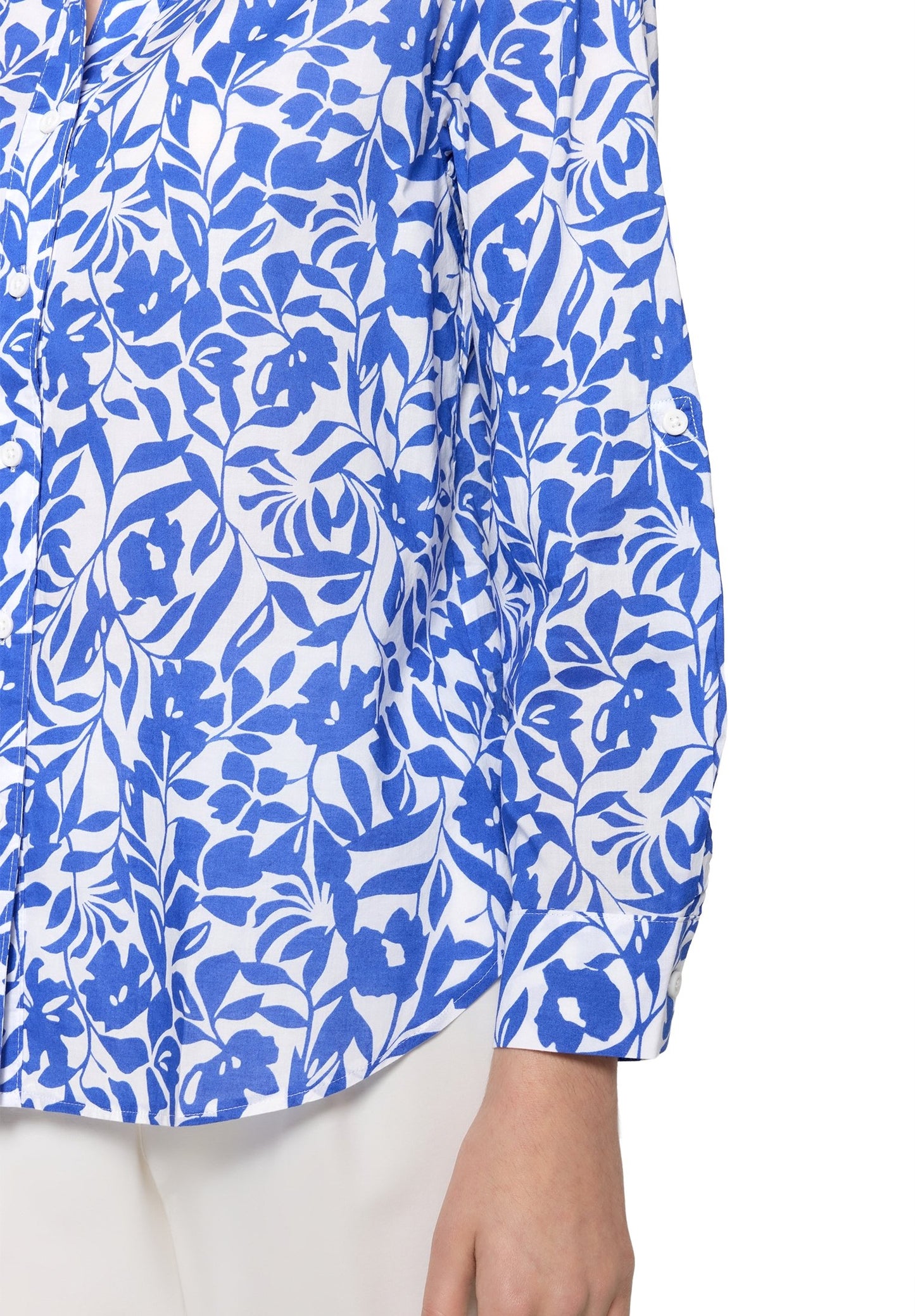 Longbluse (Cream/blue)