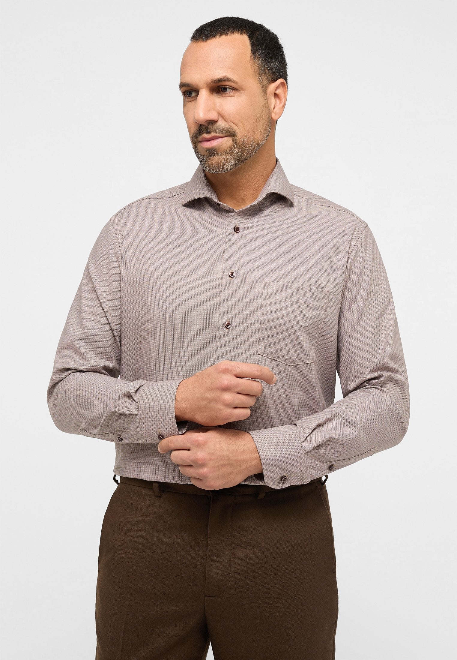 Hemd  Langarm (Beige-braun)