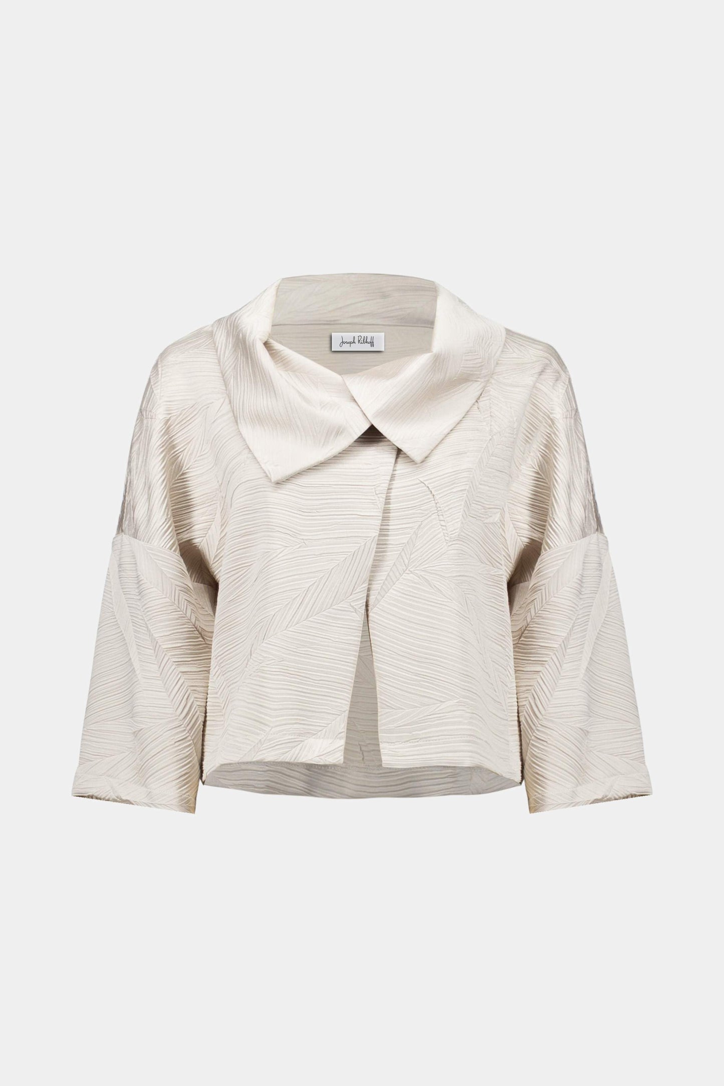 Boxy-Jacke aus plissiertem Satin mit Overlay-Kragen (Perlmutt)