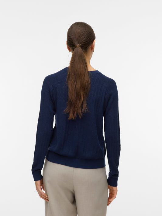 Vmnewlex Pointelle Ls O-n Pullover Noos (Navy Blazer)