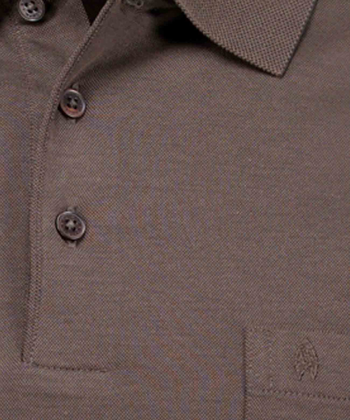 Softknit-Polo mit Brusttasche, Langarm (Mokka)