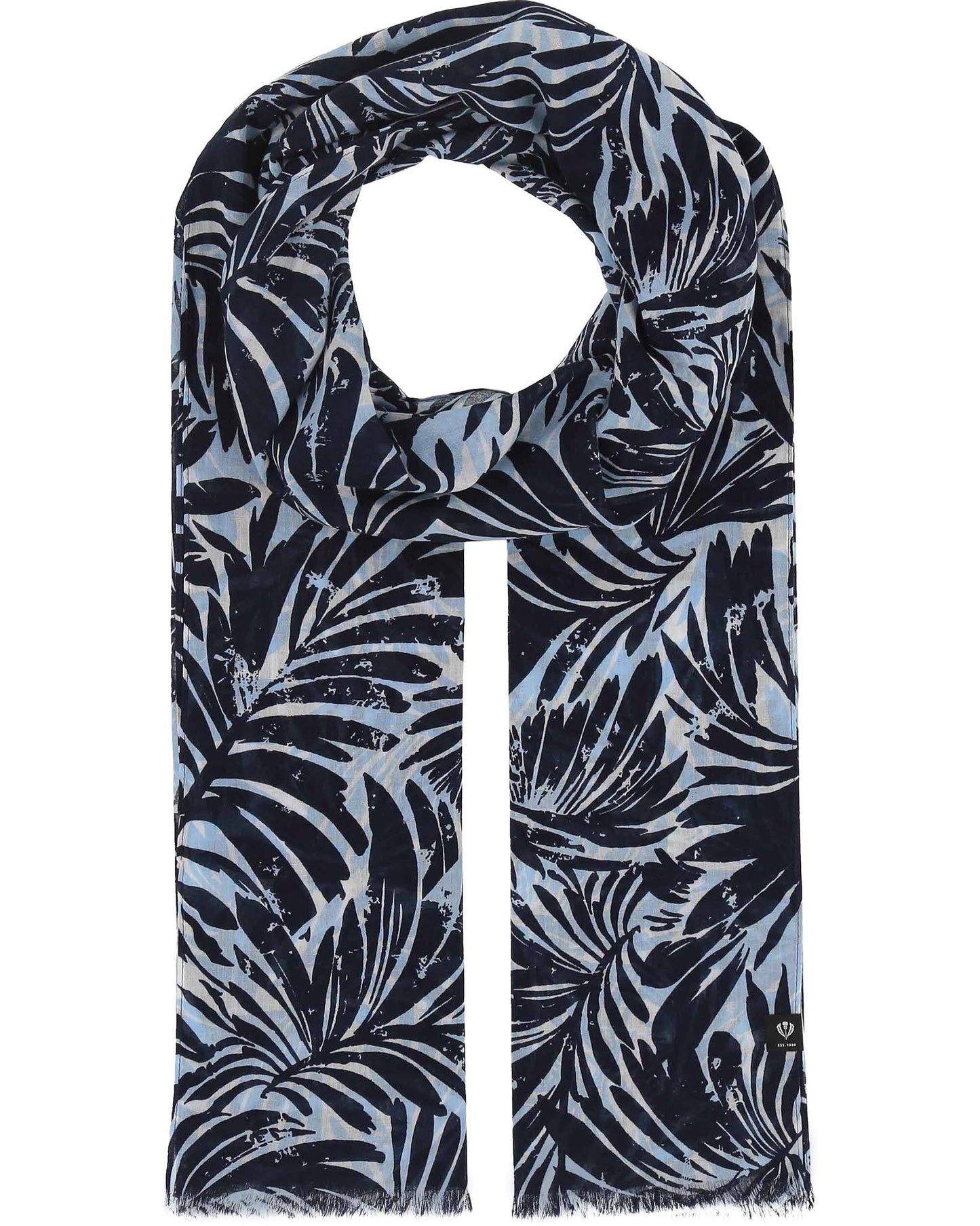 Schal Schal mit Palmenblatt-Design aus reiner Baumwolle (True Blue)