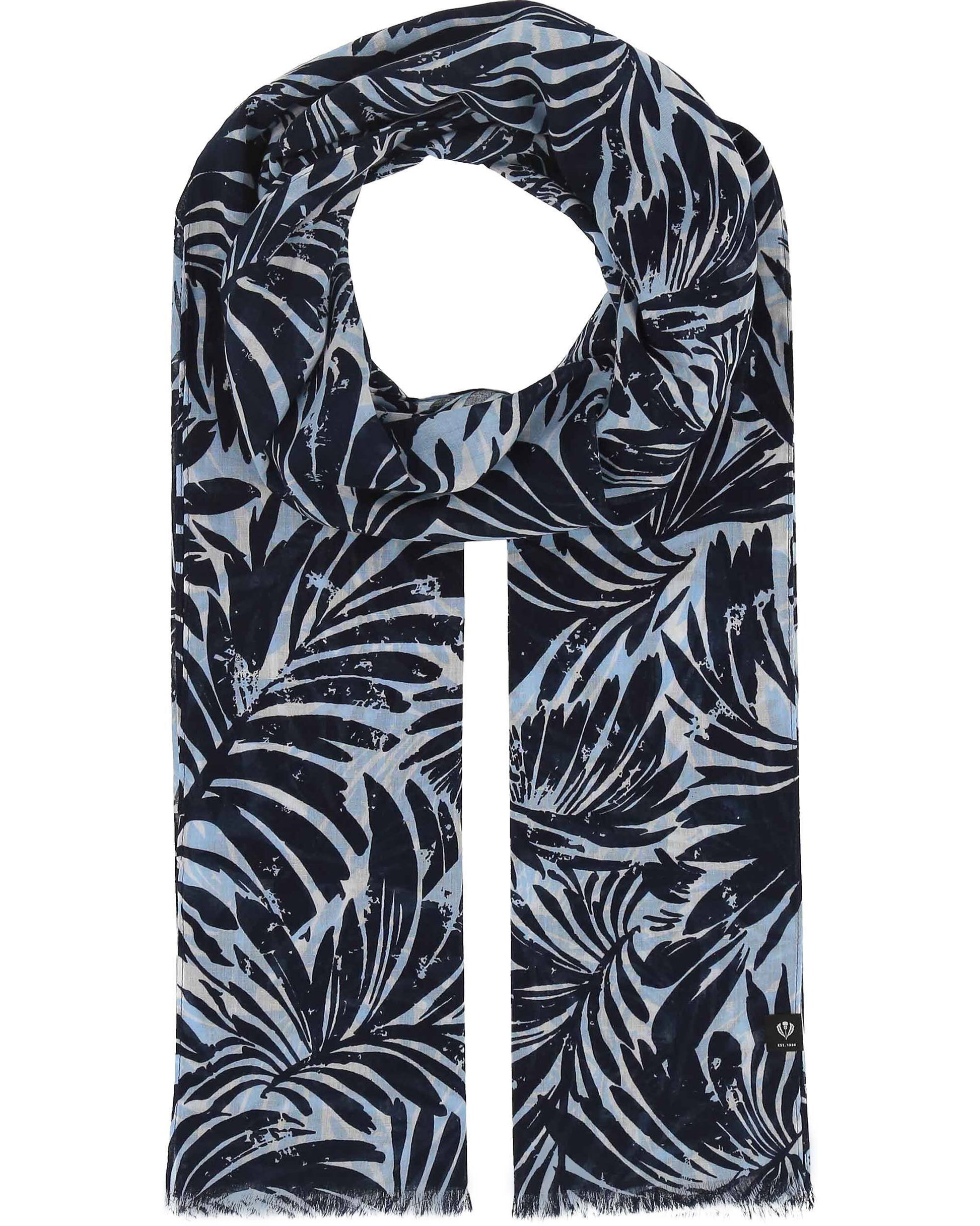 Schal Schal mit Palmenblatt-Design aus reiner Baumwolle (True Blue)