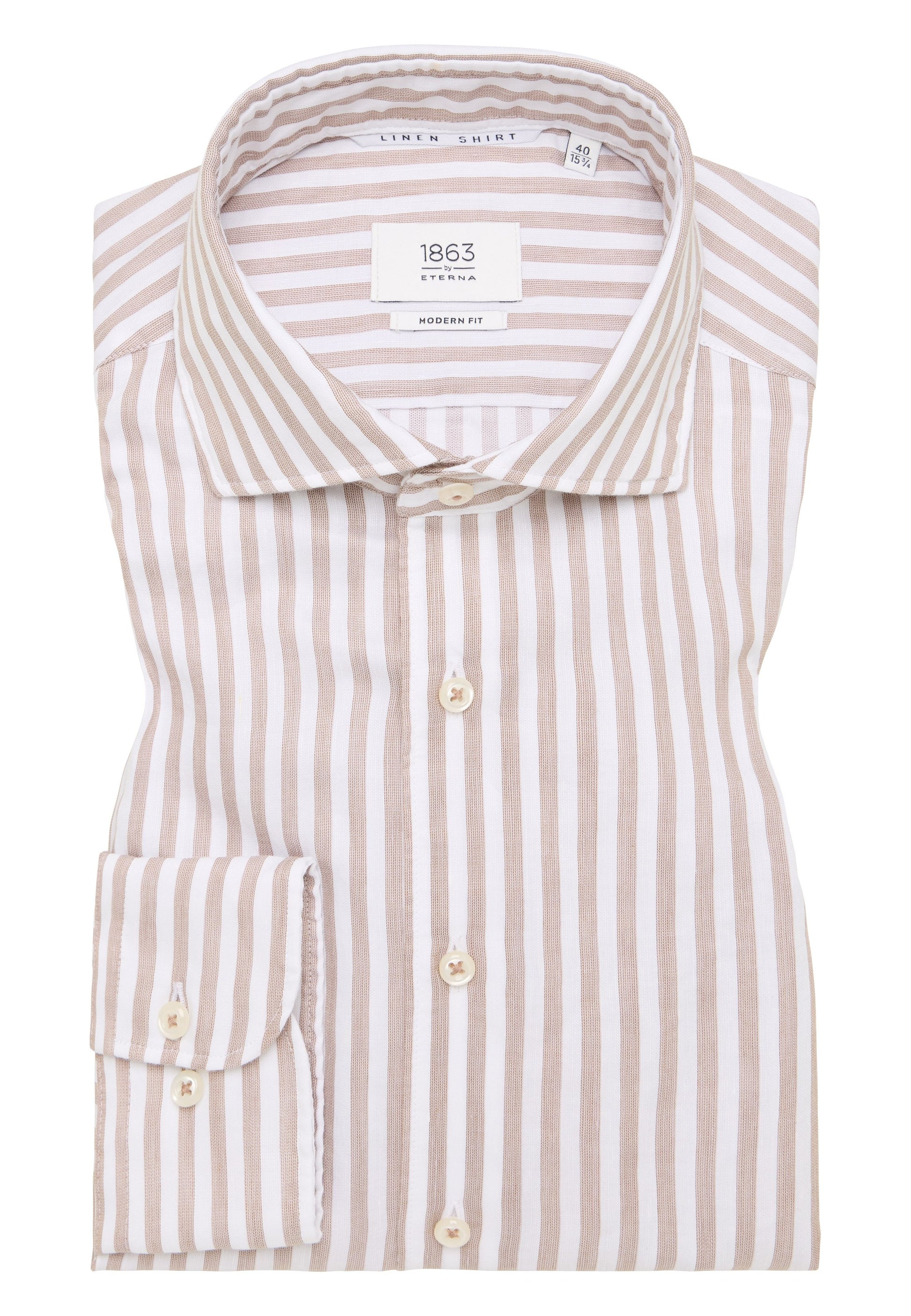 Linen Shirt Twill Langarm (Beige-braun)