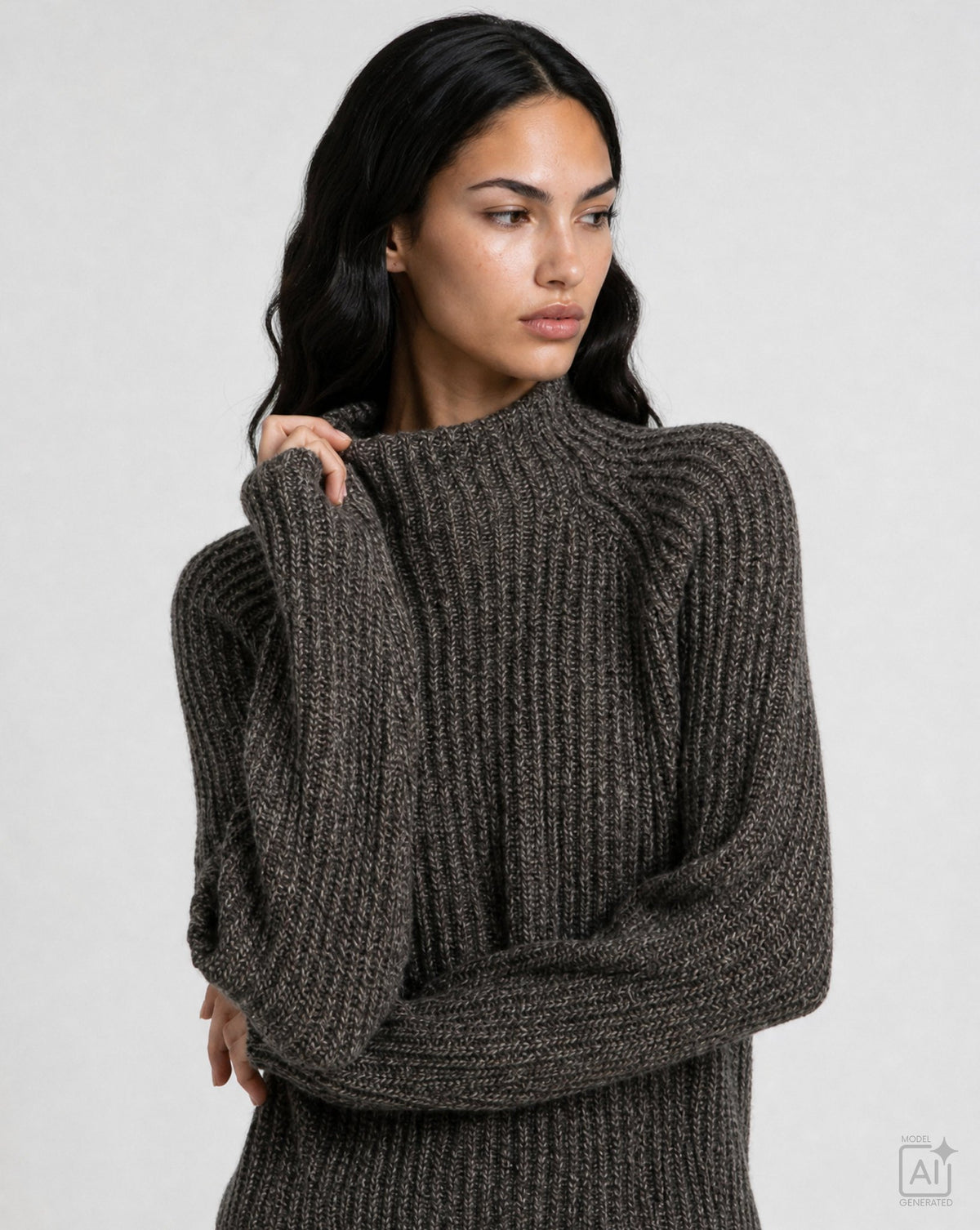 High Collar Pullover (Dark Choc Print)