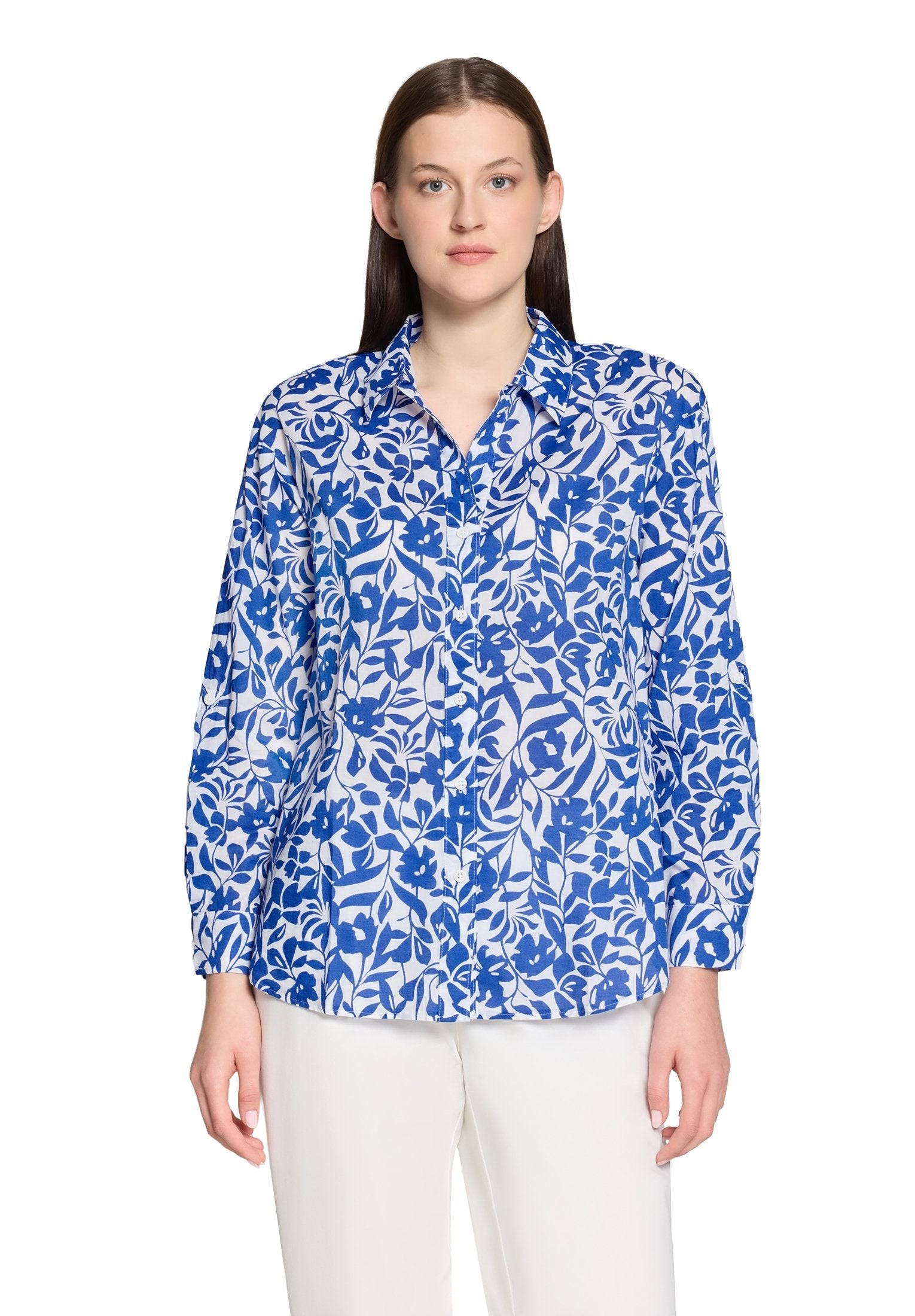 Longbluse (Cream/blue)