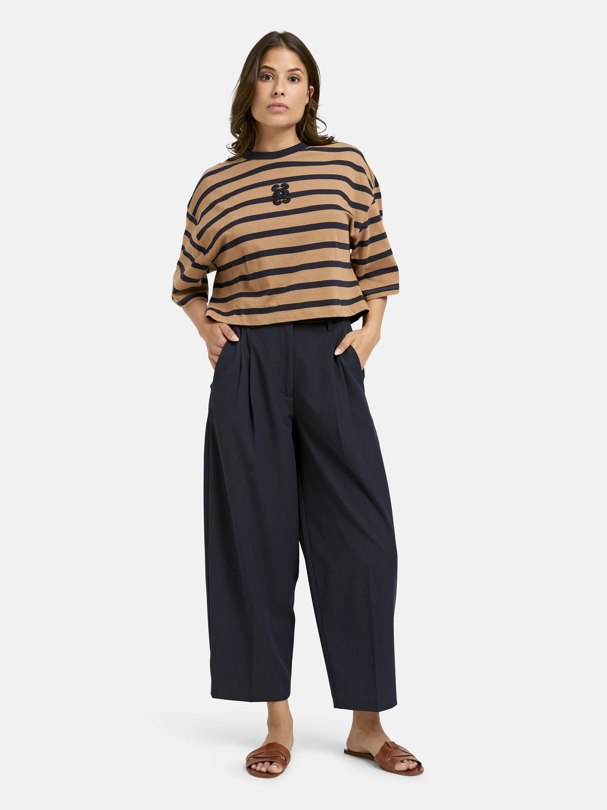 Straight Cropped Pants (Marine)