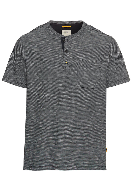 Kurzarm Henley aus reiner Baumwolle (Night Blue)