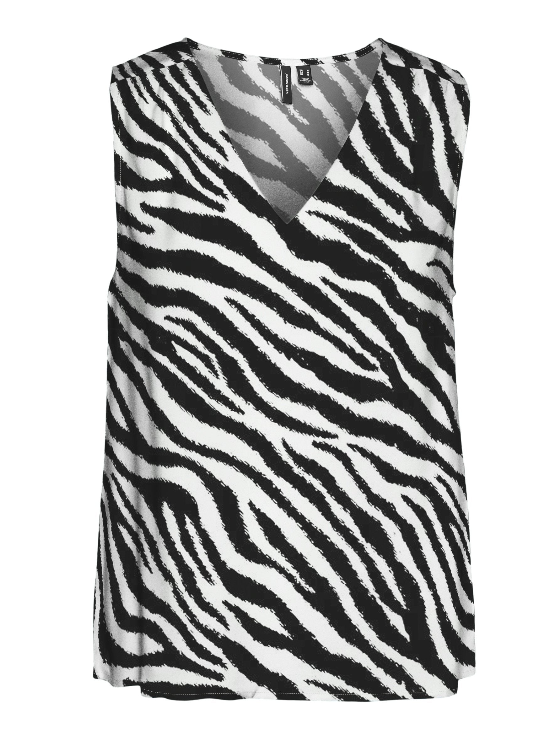 Vmeasy Joy S/l V-neck Top Wvn Ga (Birch/zebr)