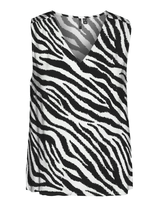 Vmeasy Joy S/l V-neck Top Wvn Ga (Birch/zebr)