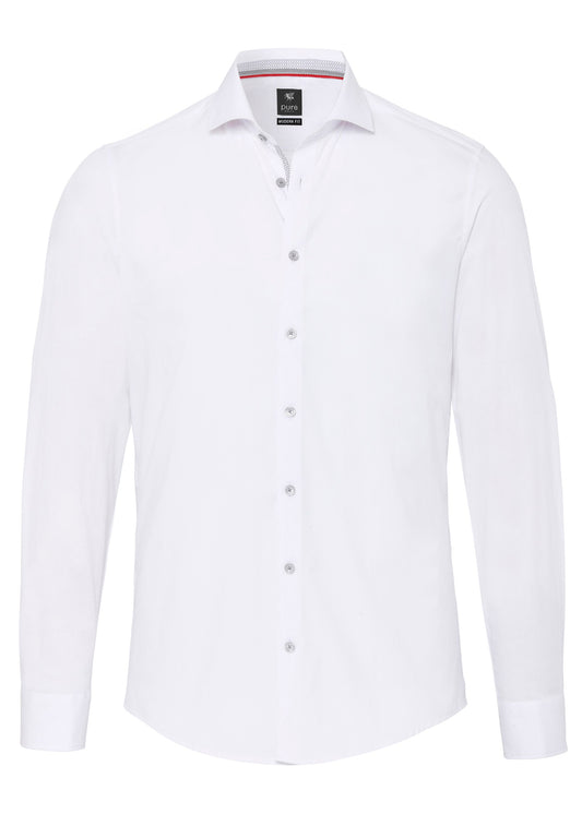 PURE- City Hemd modern fit Langarm (Uni Weiß)