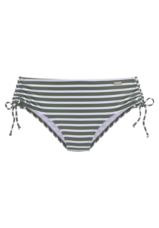 Venice Beach LM exkl. Sport Bikinihose mit Raffung (Oliv Stripe)