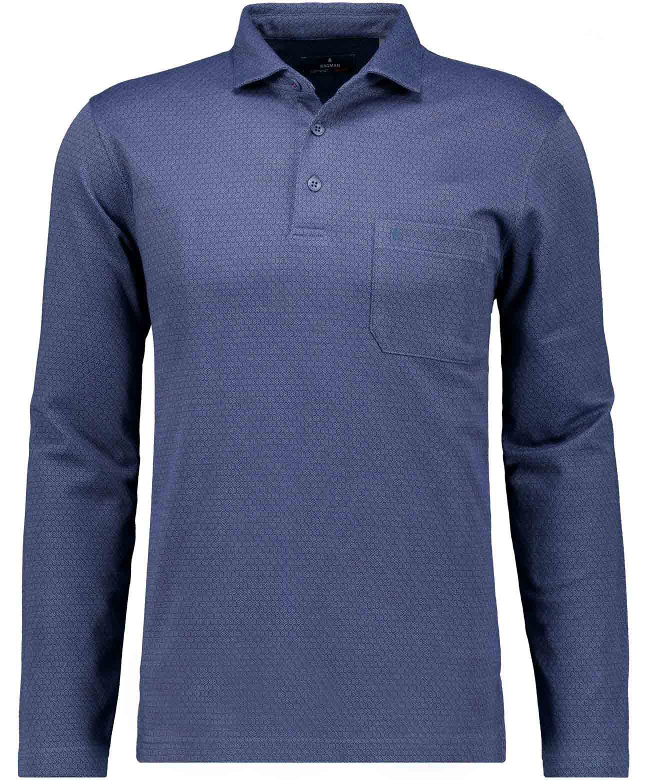 Softknit-Poloshirt Jacquard, Velvet Touch (Jeans)