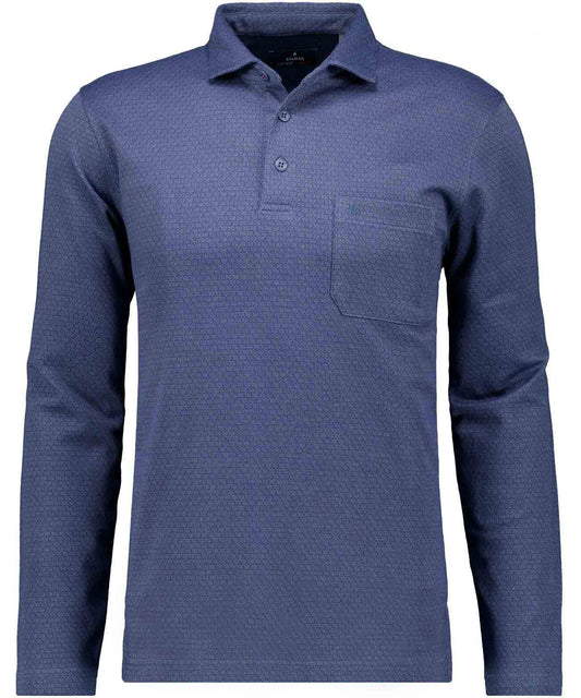 Softknit-Poloshirt Jacquard, Velvet Touch (Jeans)