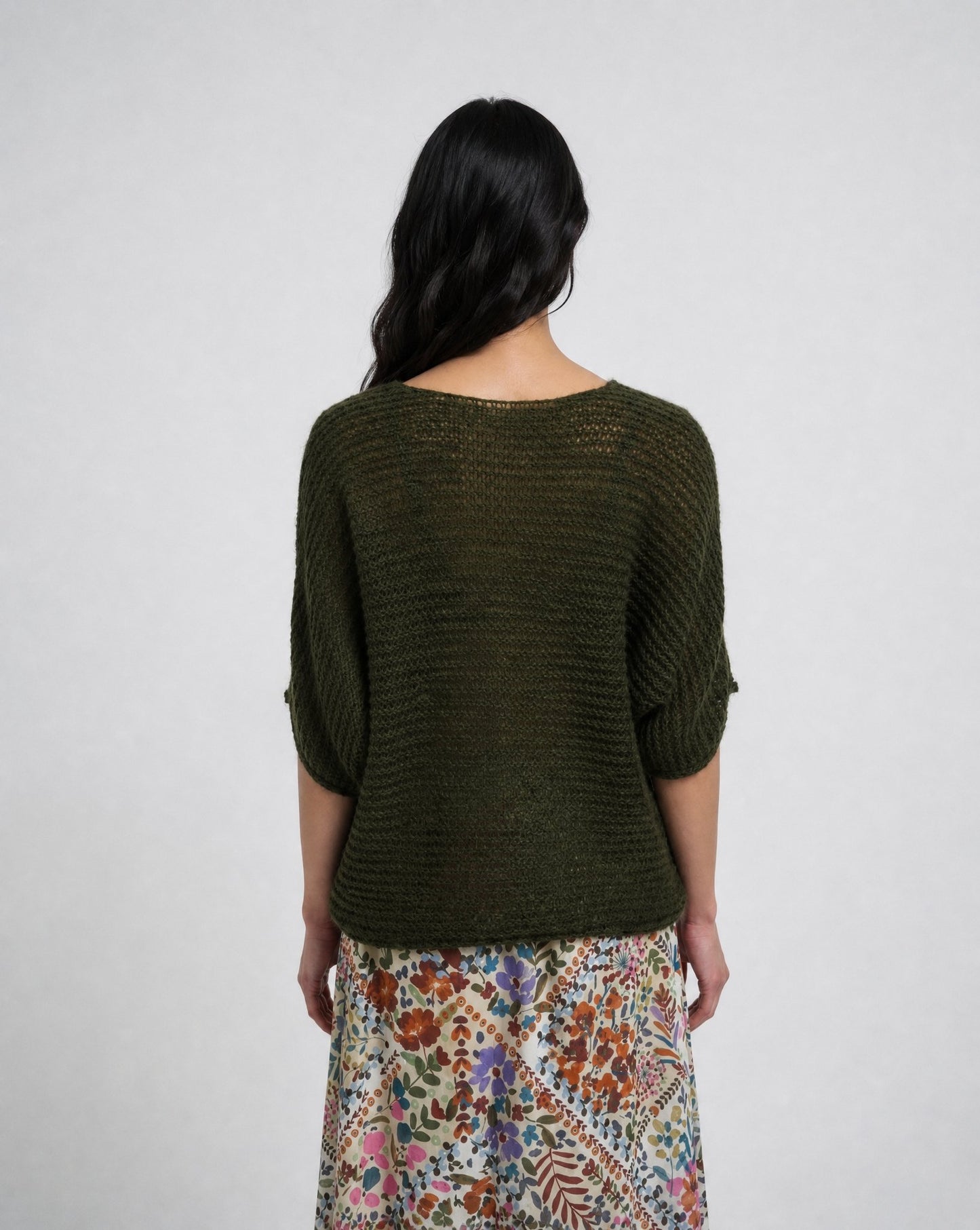 Hairy Boatneck Pullover (Olive)