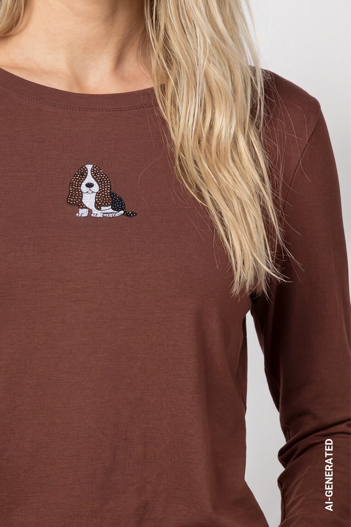Langarmshirt mit Hundeprint (Chocolate Brown)