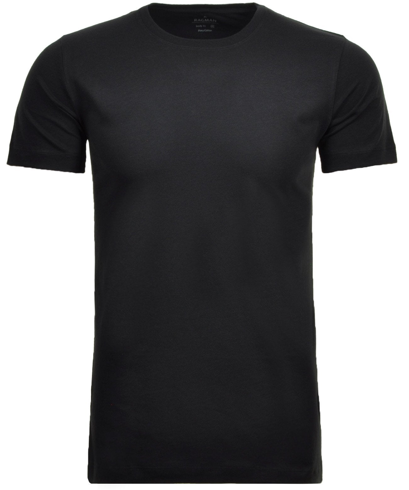 2 T-Shirt Doppelpack Bodyfit mit Rundhals (Schwarz)