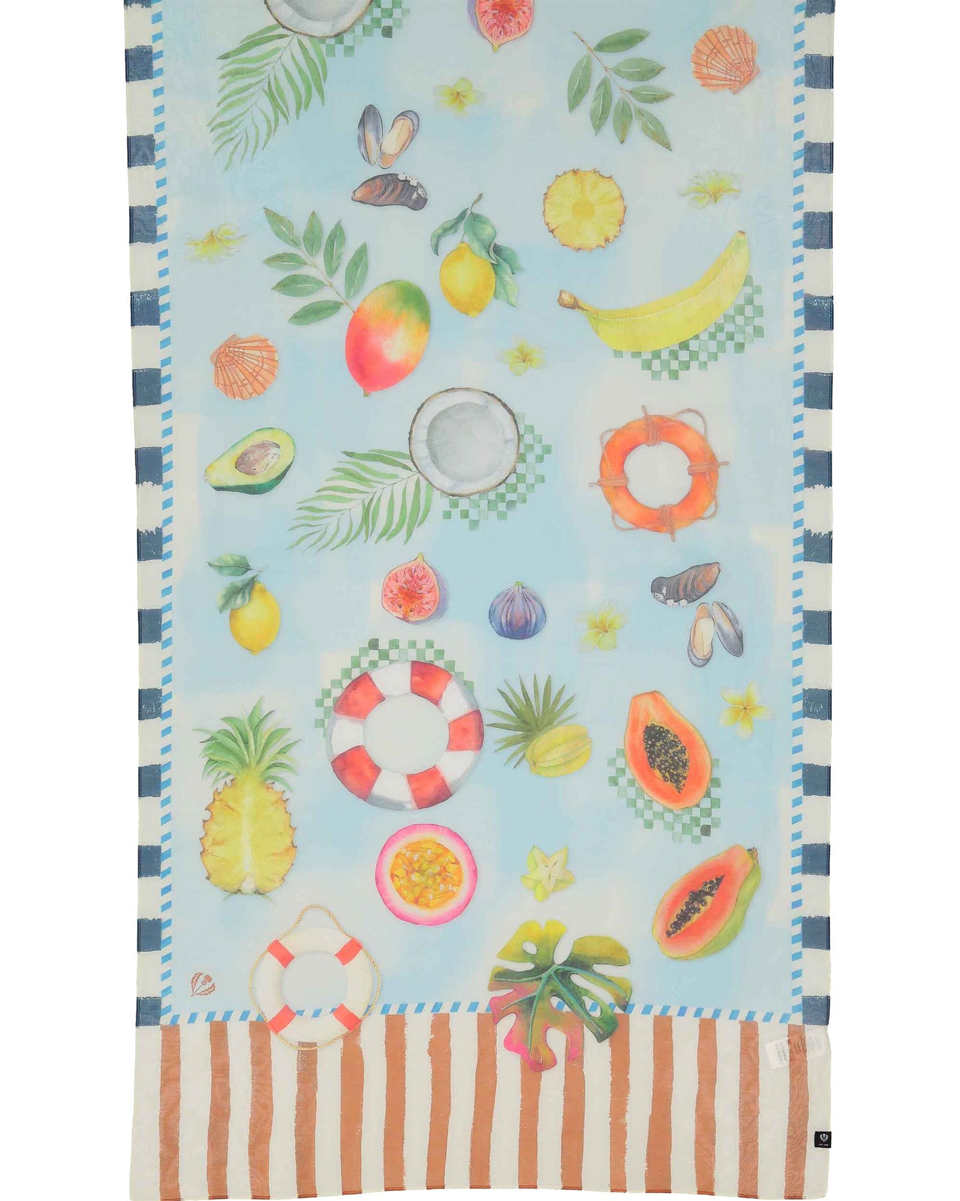 Schal Schal mit Urlaubs-Motiven in Seidenmischung (True Blue)