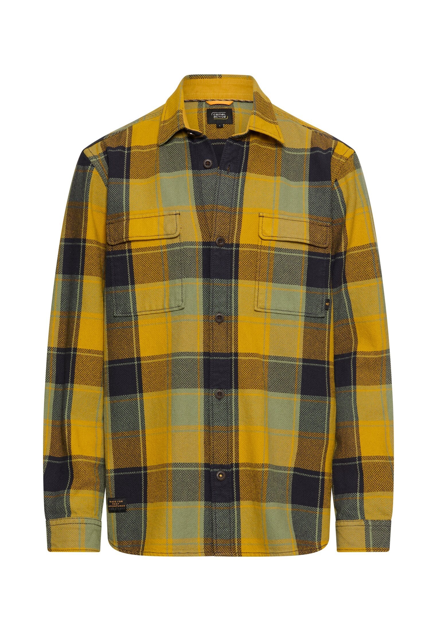 Schottenkarohemd mit Pattentaschen (Moss Yellow)