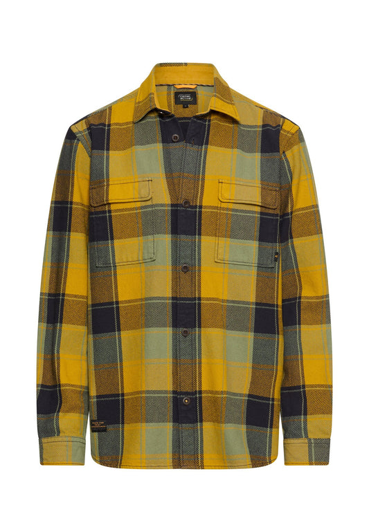 Schottenkarohemd mit Pattentaschen (Moss Yellow)