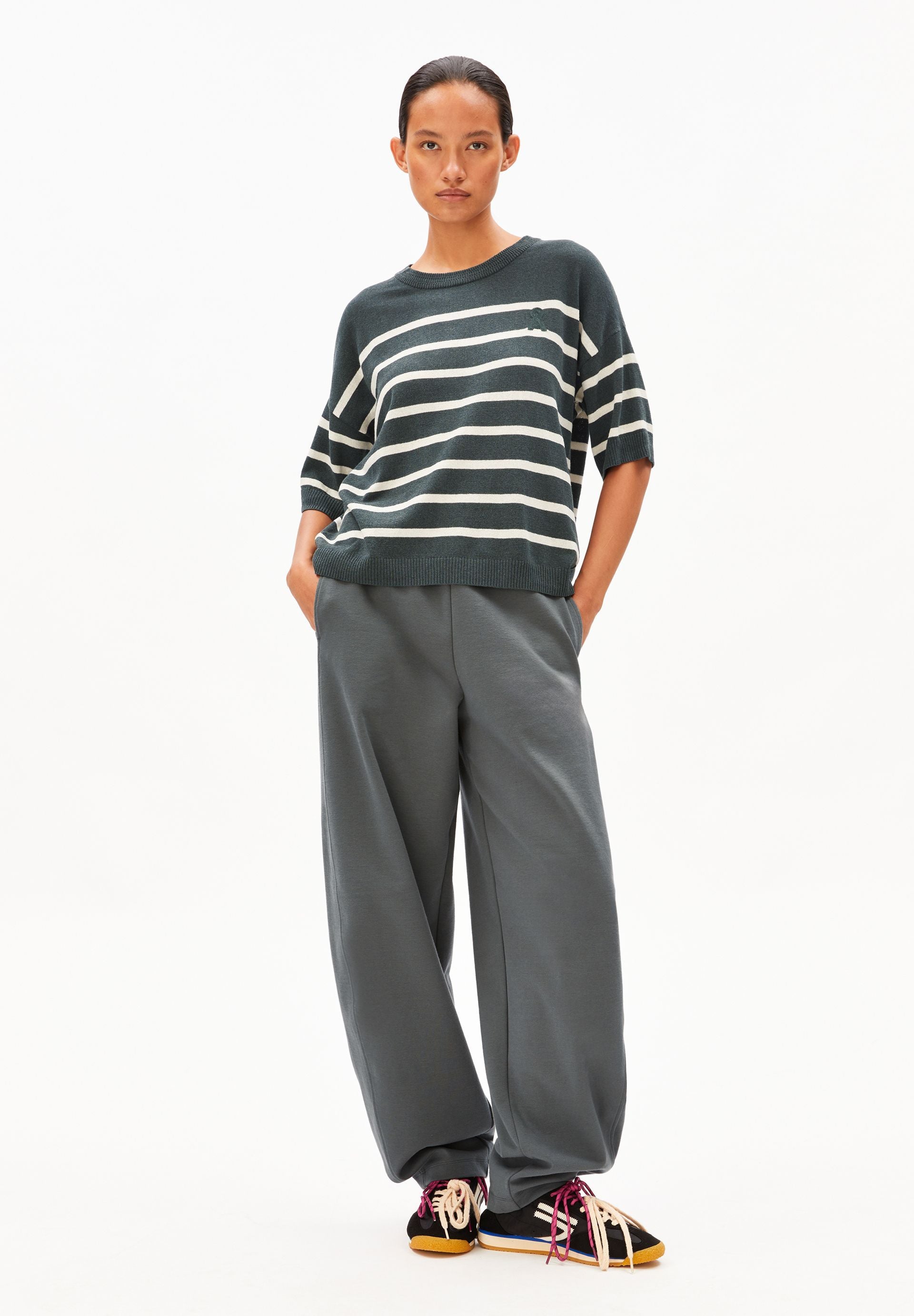Striped Linen Blend Sweater (Space Steel-und)