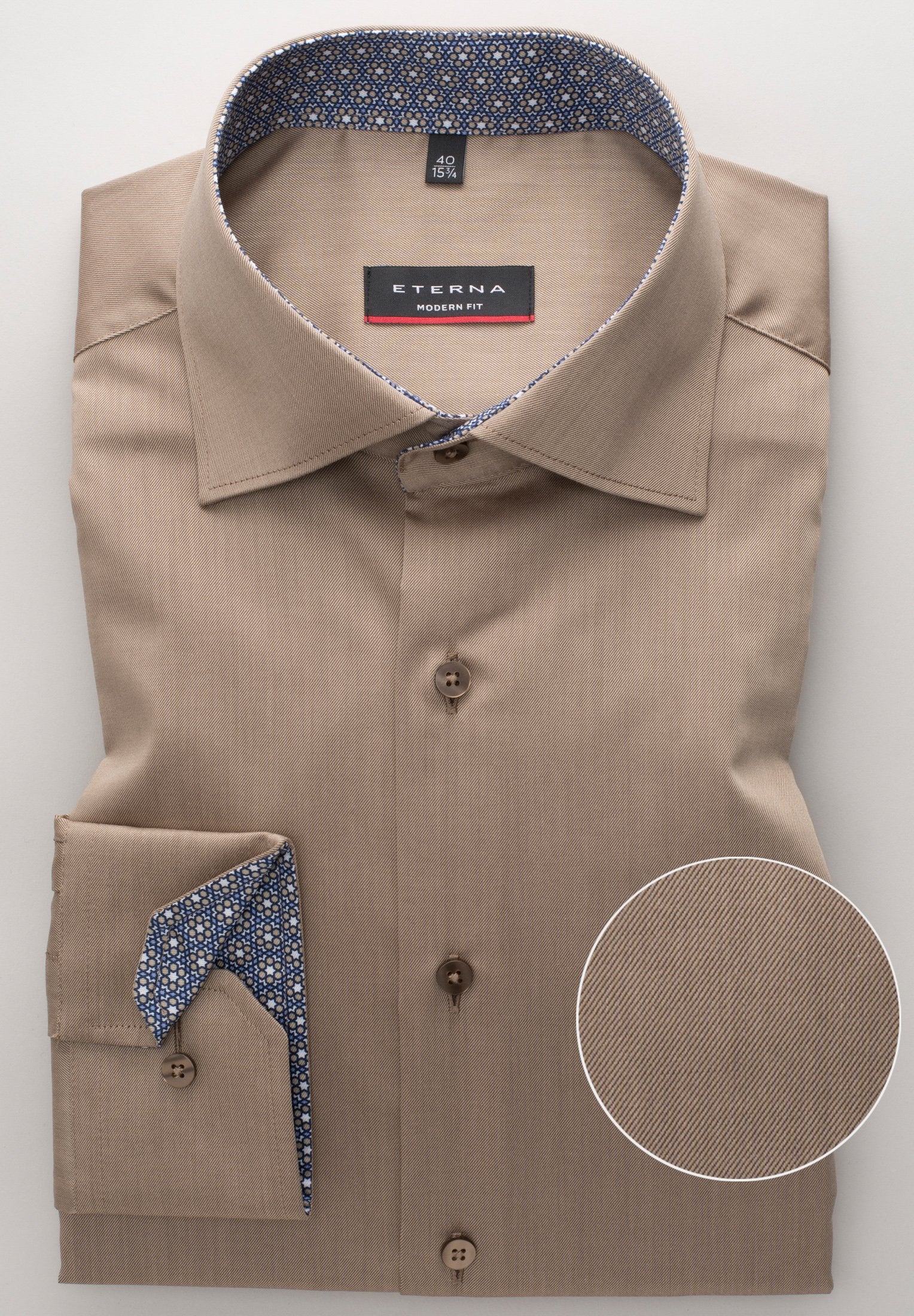 Hemd Twill Langarm (Beige-braun)