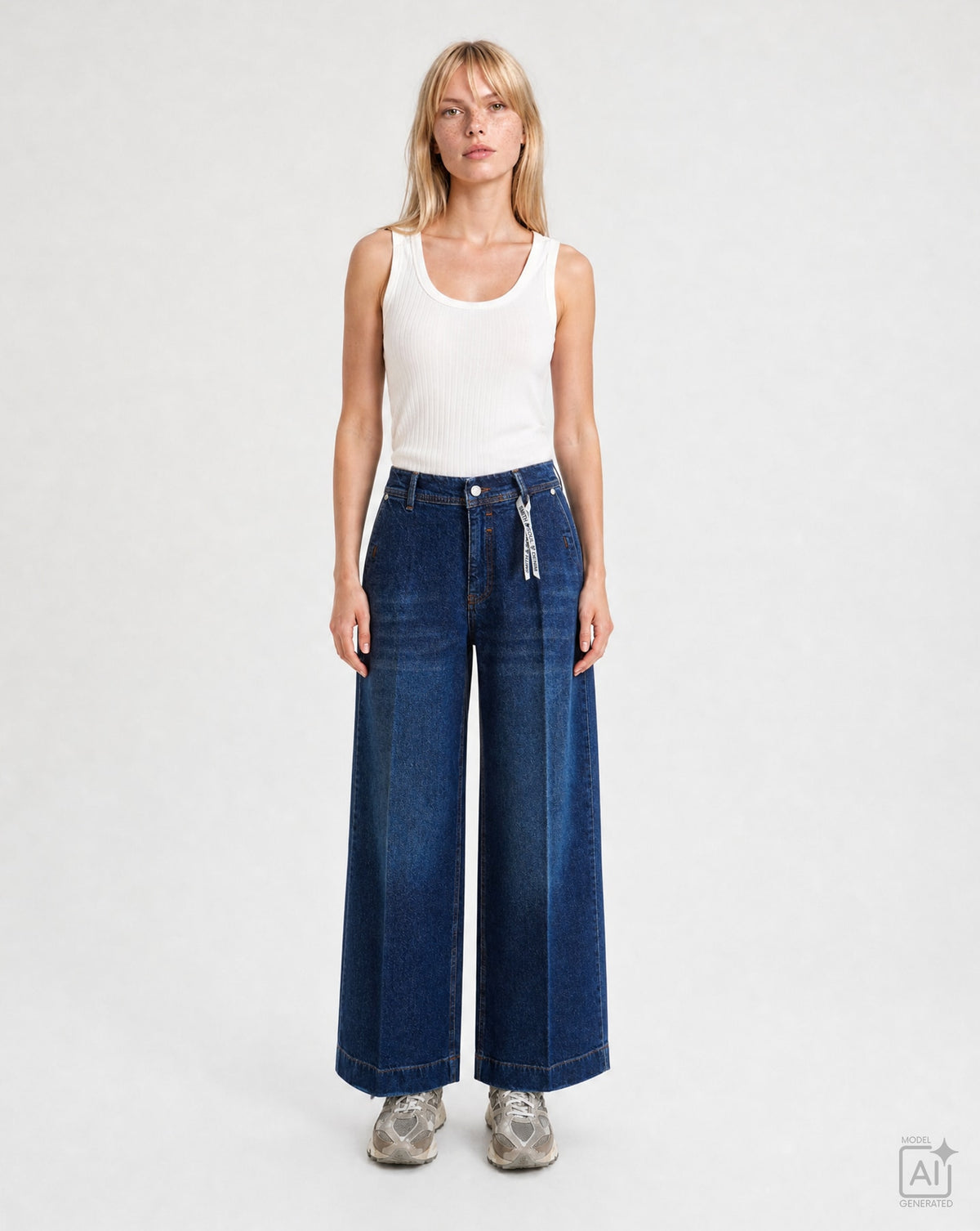 Wideleg Denim Pants (Dark Denim)