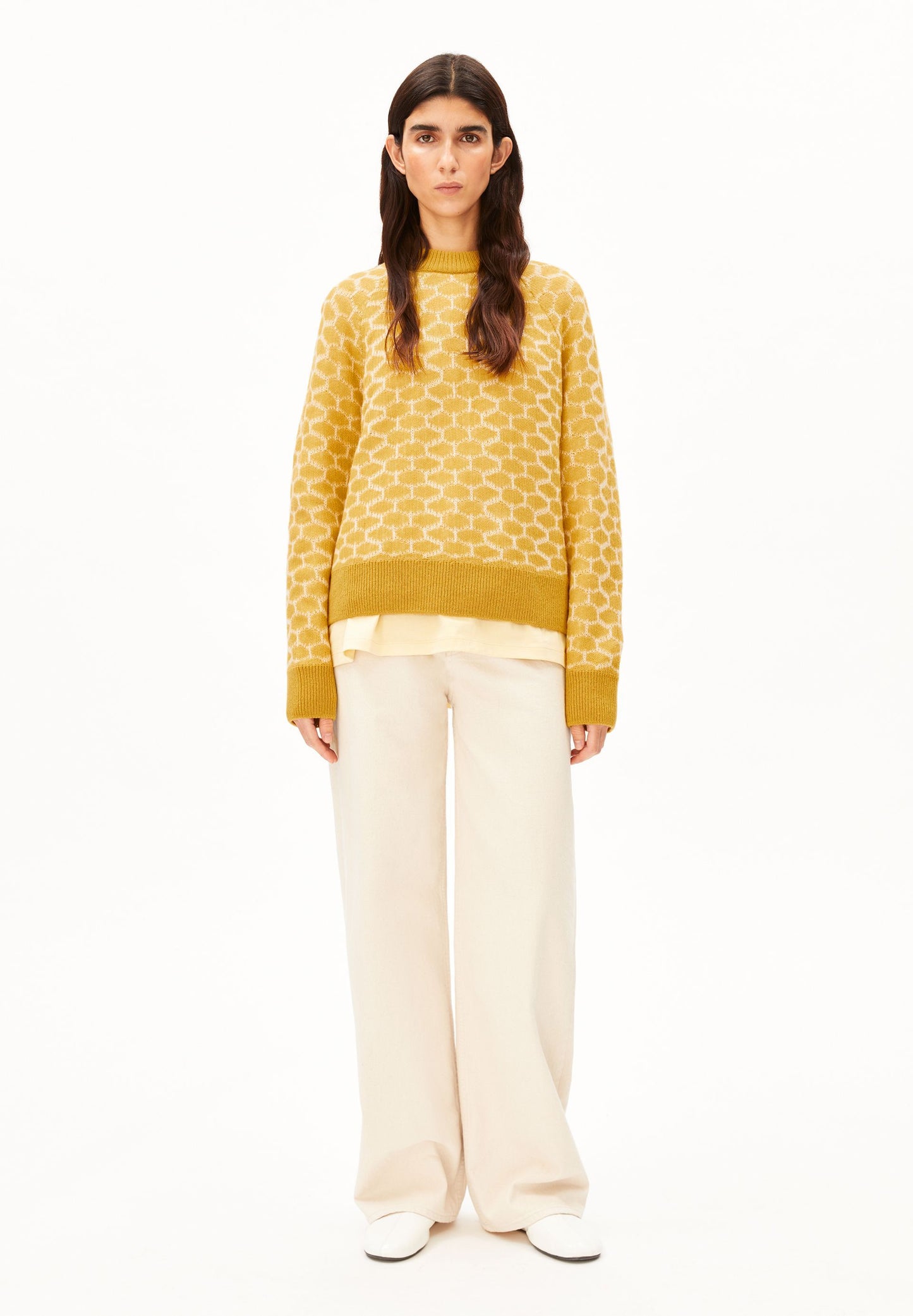 Wool Multi Dots Knit Sweater (Mosslace-oatmil)