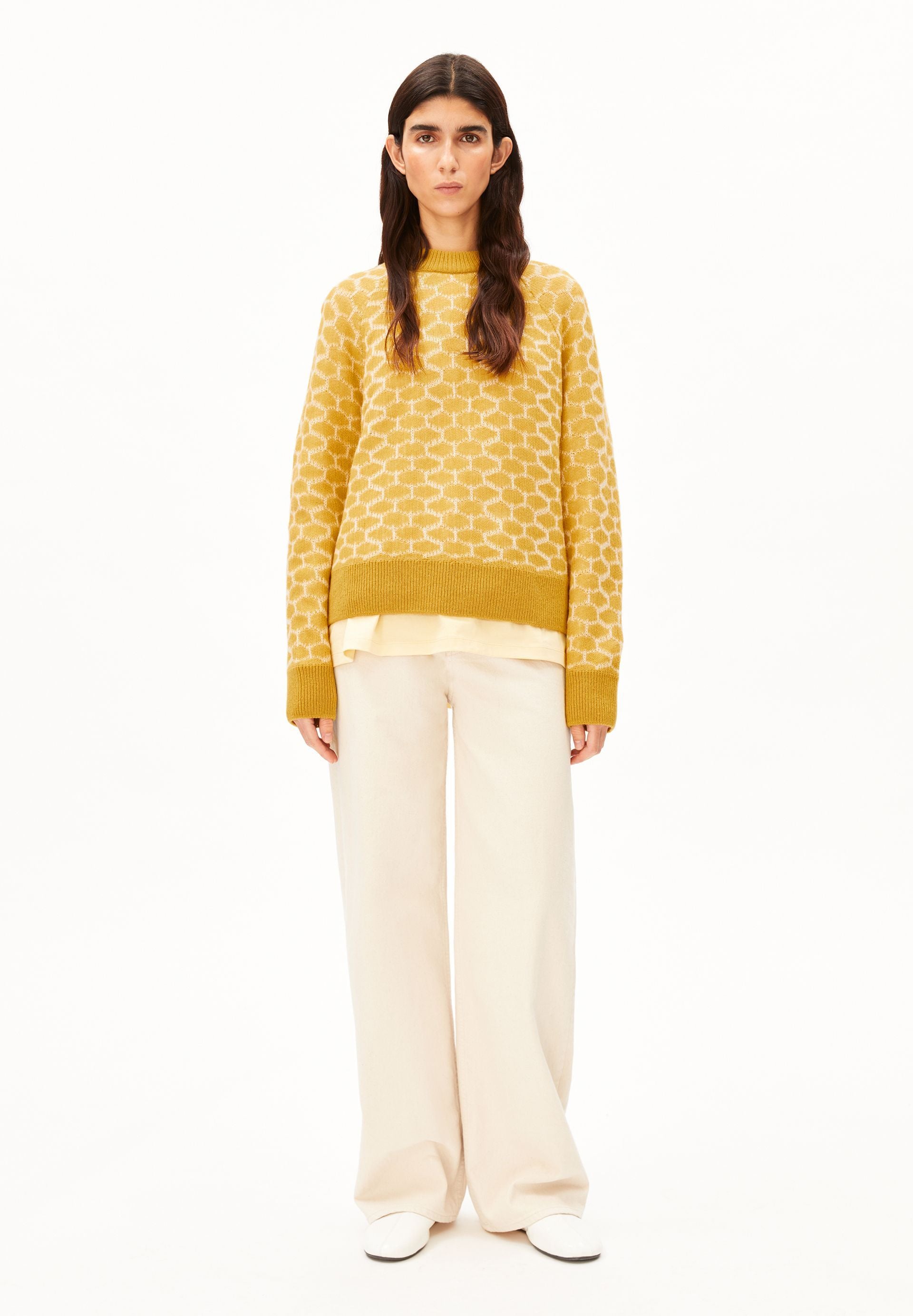 Wool Multi Dots Knit Sweater (Mosslace-oatmil)