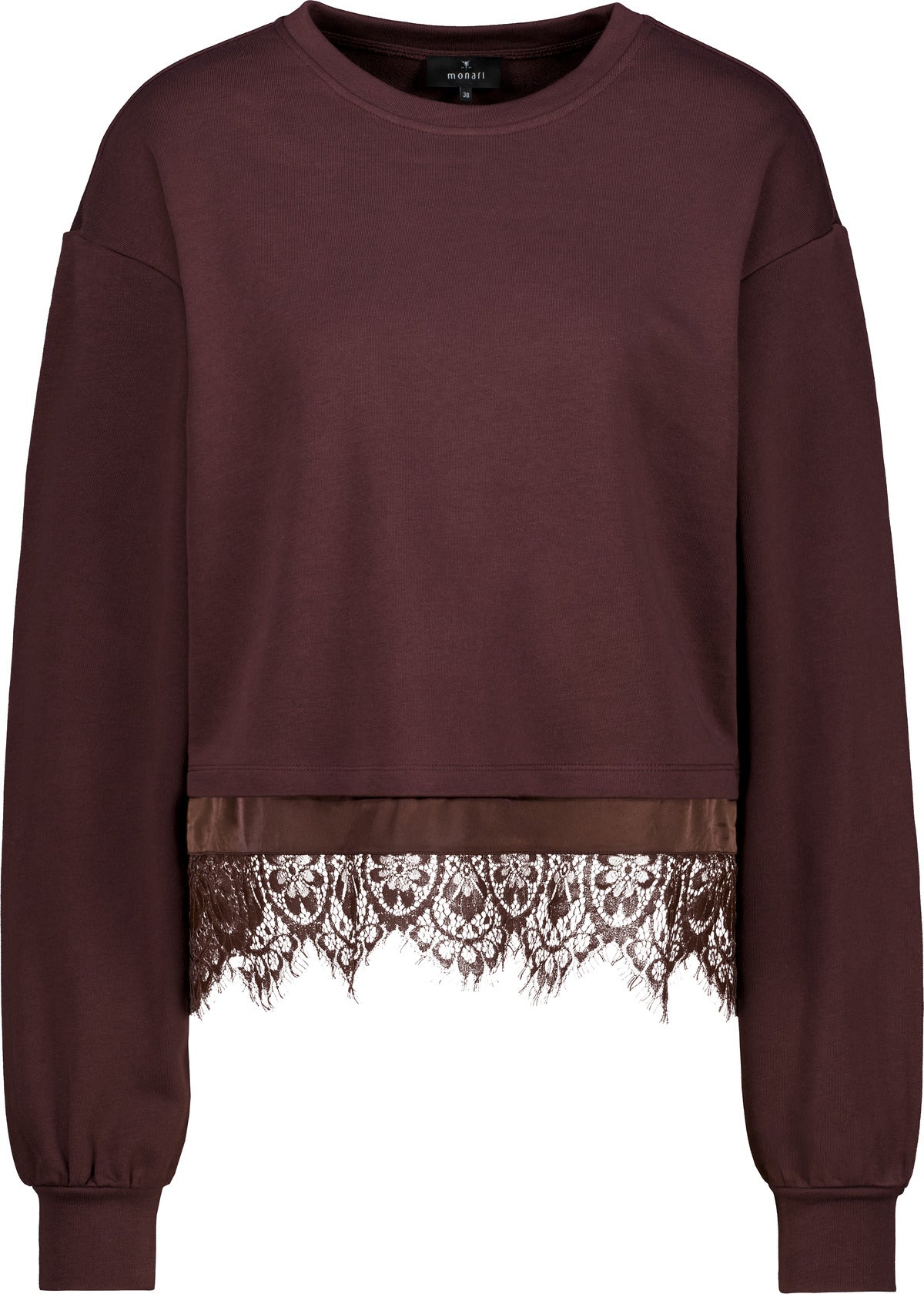 Sweatshirt mit Spitzenborte (Dark Brown)