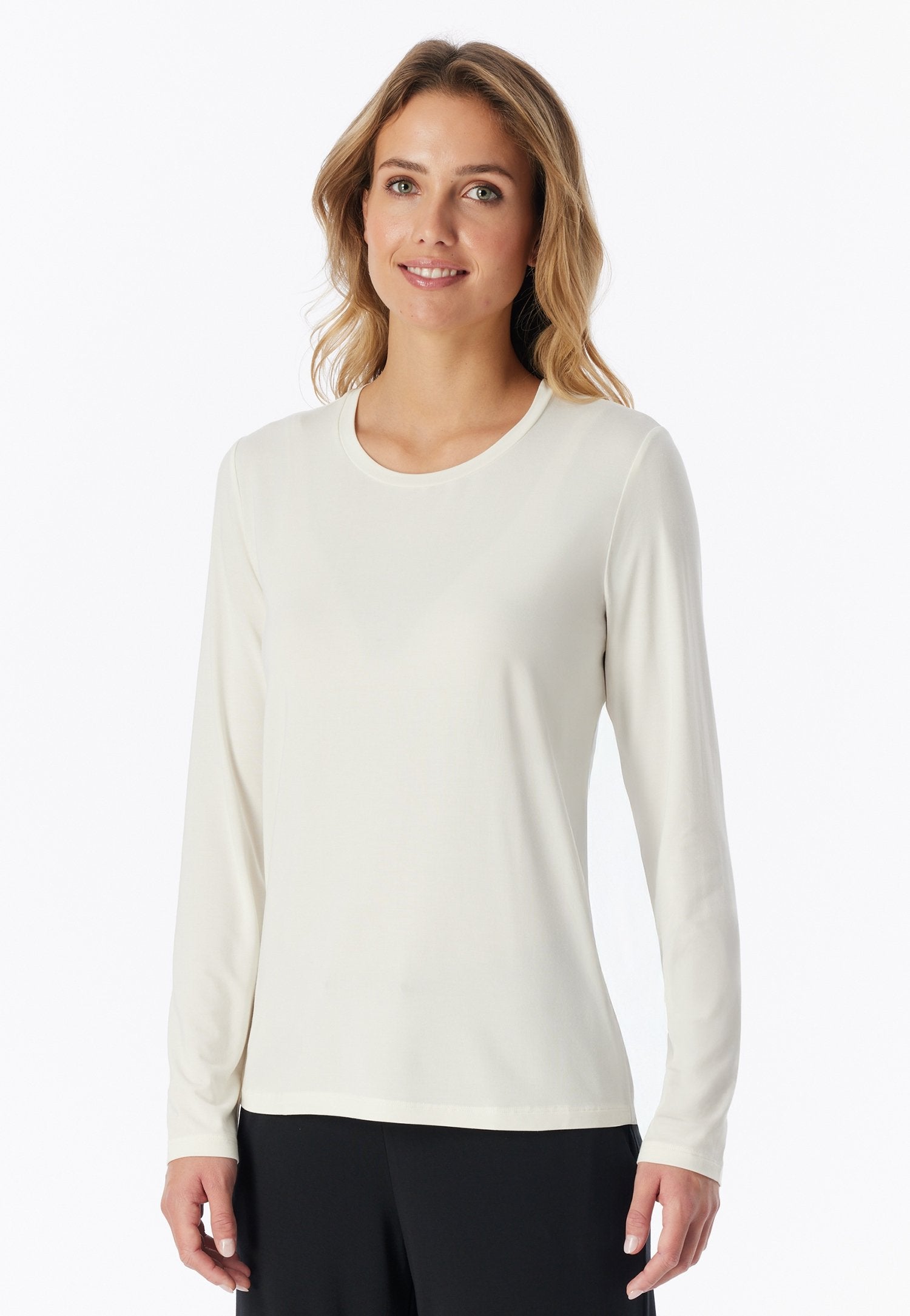 Shirt langarm Rundhals (Naturweiss)