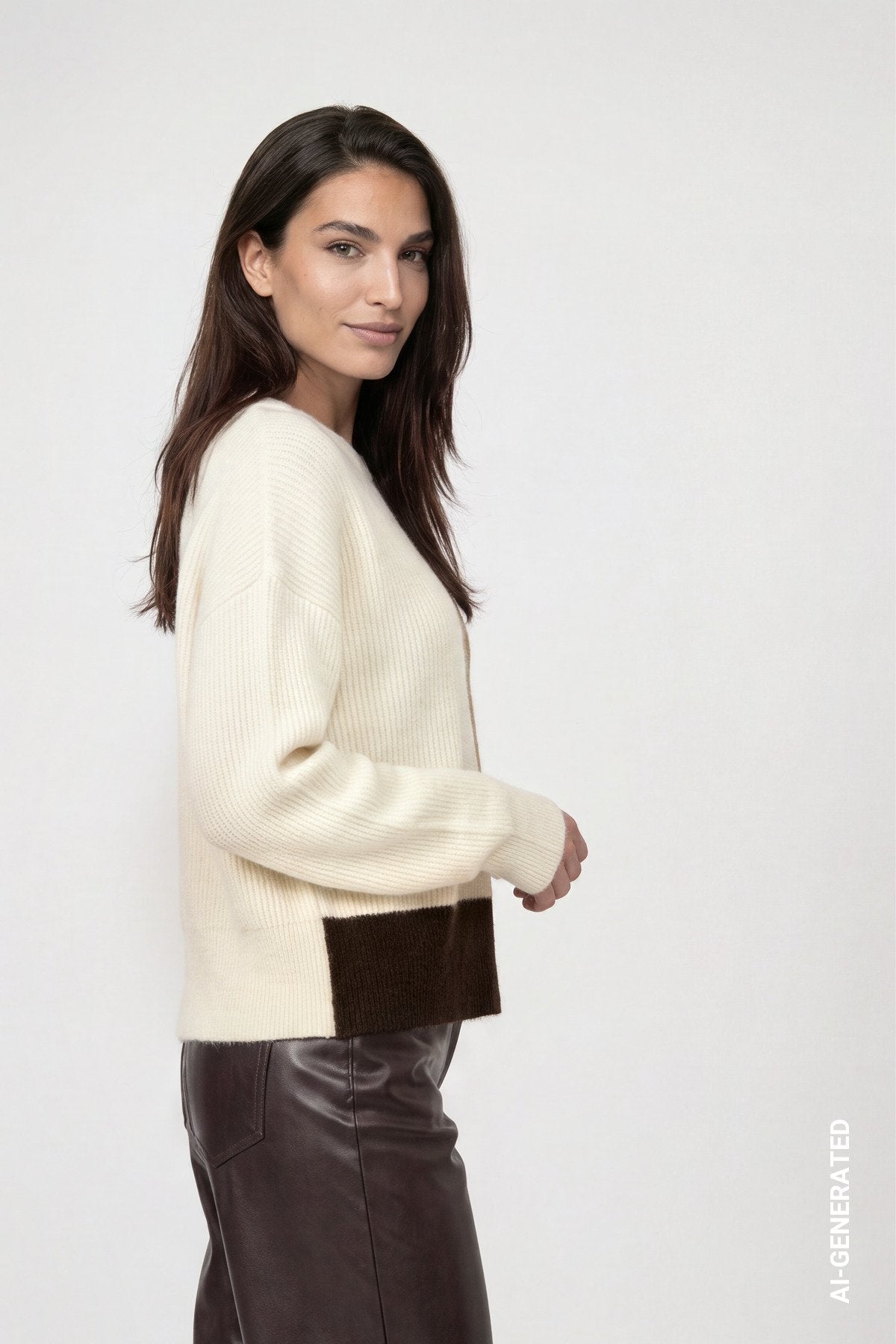 Strickpullover mit Colorblock (Antique White)