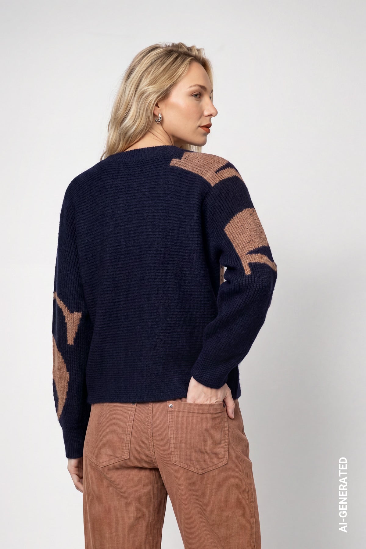 Strickpullover mit Buchstaben-Intarsie-Muster (Dark Blue)