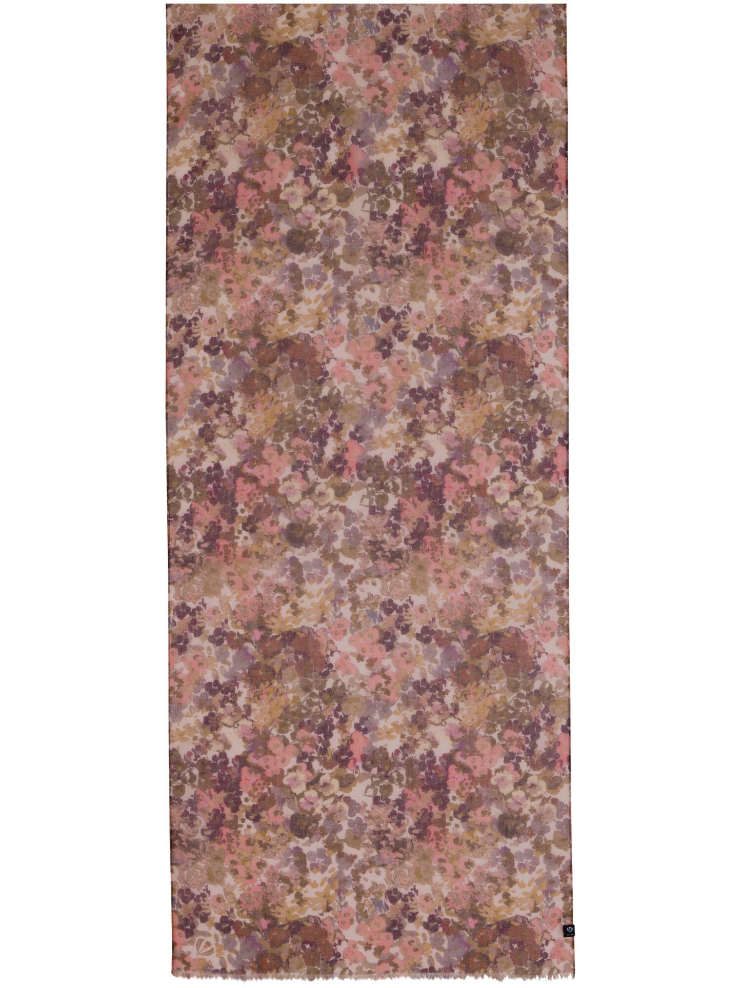 recyceltes Polyester Schal Sustainability Edition - Schal mit Millefleur Aquarell-Design (Butter Cream)