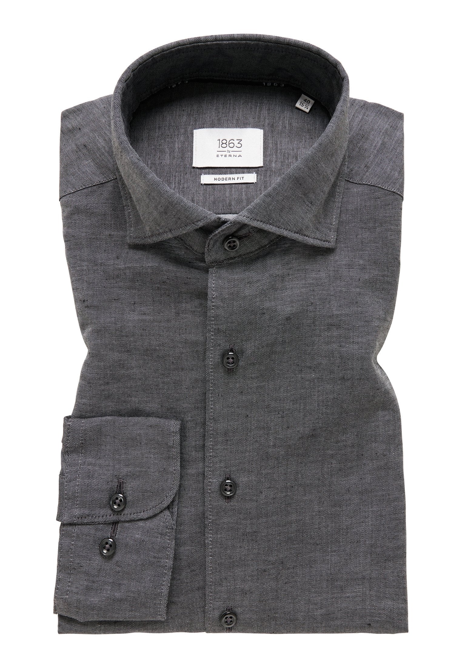 ETERNA unifarbenes Soft Tailoring Shirt MODERN FIT (Schwarz)